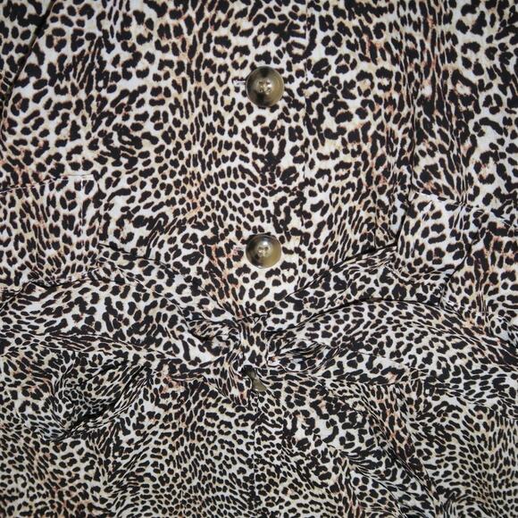 NEW Worthington Leopard XXL Cheetah Animal Print Tie Button Tunic Blouse Top NWT - Picture 6 of 14